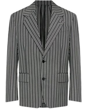 Versace Striped-Pattern Single-Breasted Blazer - Gray