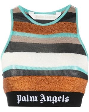 Palm Angels Lurex Stripes Knit Logo Top - Multicolor