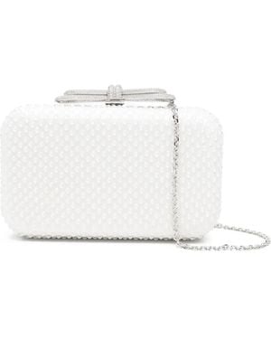Mach & Mach Double Bow Embellished Clutch Bag - White