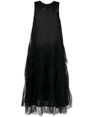 JNBY Tulle-Overlay Midi Dress - Black