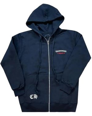 Chrome Hearts American Flag-Print Fleece Hoodie - Blue