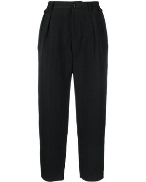 4SDESIGNS Cropped Pleated Trousers - Black