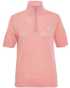 Rally Movement Zip-Fastening Short-Sleeve Polo Top - Pink
