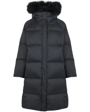 Yves Salomon Lamb Wool-Trim Down Jacket - Blue