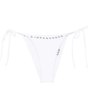 Ludovic de Saint Sernin Eyelet-Embellished Side-Tie Bikini Bottoms - White