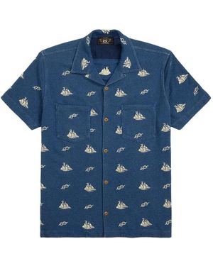 RRL Nautical-Print Short-Sleeve Shirt - Blue