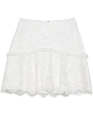 IMROSKA Laced Ruffled Mini Skirt - White