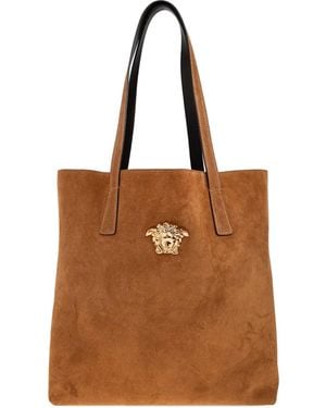 Versace La Medusa Suede Tote Bag - Brown