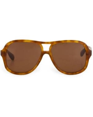 Emmanuelle Khanh Roma Pilot-Frame Sunglasses - Brown