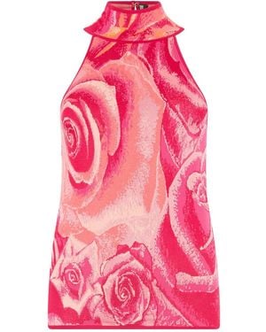 Roberto Cavalli Floral-Print Top - Pink