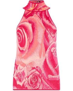 Roberto Cavalli Floral-Print Top - Pink