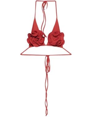 Magda Butrym Floral-Motif Bikini Top - Red