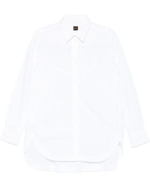BOSS Curved-Hem Cotton Shirt - White