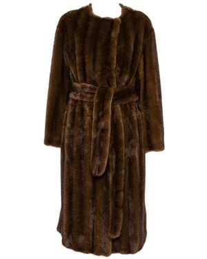 Stand Studio Miranda Belted Faux-Fur Coat - Brown