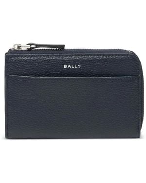 Bally Capitol Logo-Detail Grained Leather Card Holder - Blue