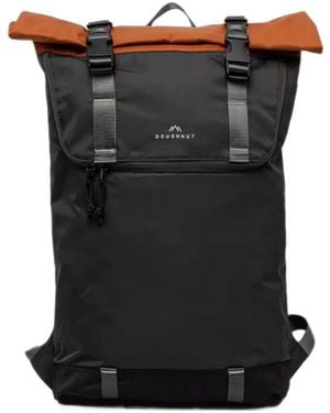Doughnut Roll-Top Buckle-Fastening Backpack - Black
