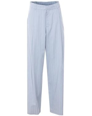 ELEH Striped Wide Leg Pants - Blue