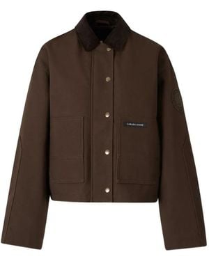 Canada Goose Corduroy-Collar Logo-Patch Jacket - Brown
