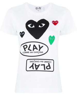 COMME DES GARÇONS PLAY Logo-Print Heart-Motif T-Shirt - White