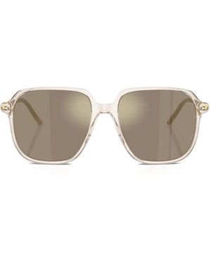 Moncler Square-Frame Metal Sunglasses - Natural