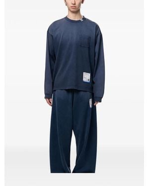 Maison Mihara Yasuhiro Sun Faded Like Distressed Long Sleeve T-Shirt - Blue