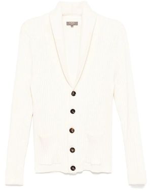 N.Peal Cashmere Shawl Collar Cardigan - White