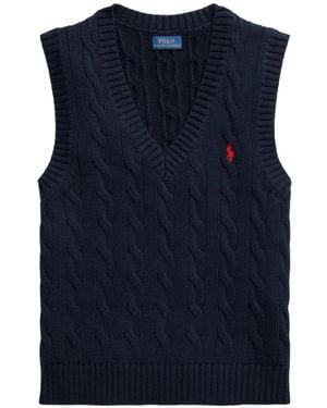 Polo Ralph Lauren Cable-Knit V-Neck Vest - Blue