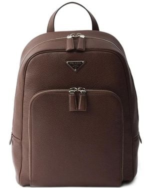 Prada Structured Leather Backpack - Brown