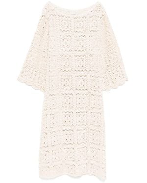 Bambah Metallic Crochet Kaftan Dress - Natural