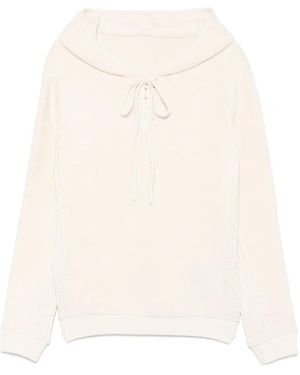 Isa Boulder Lace-Up Collar Hoodie - Natural