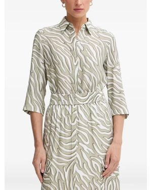MARC AUREL Zebra-Print Three-Quarter-Sleeve Shirt - Grey