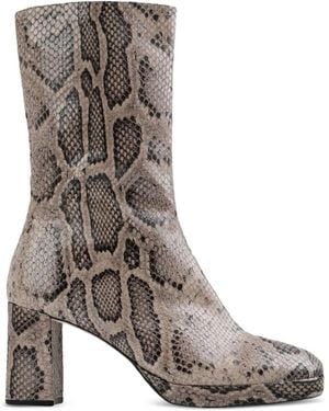 Miista 80Mm Carlota Snakeskin-Effect Block-Heel Boots - Brown