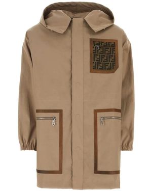 Fendi Monogram-Pattern Print Parka - Natural