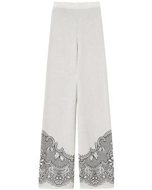 Twinset Jacquard Wool-Blend Knit Pants - White
