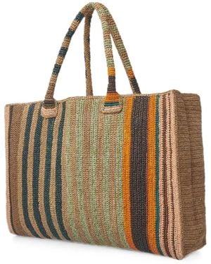 Gabriele Frantzen Bolso Shopper De Ganchillo A Rayas - Neutro