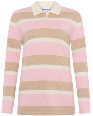 EMERSON RENALDI Striped Polo Top - Pink