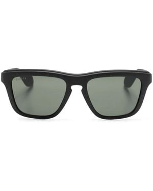 Gucci Logo-Engraved Square-Frame Sunglasses - Grey