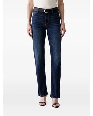 Guess Logo-Plaque Straight-Leg Jeans - Blue