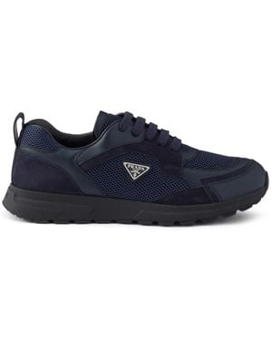Prada Prax Leren En Stoffen Sneakers - Blauw