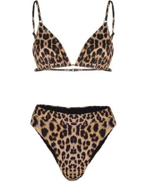 Noire Swimwear Bikini À Motif Léopard - Multicolour