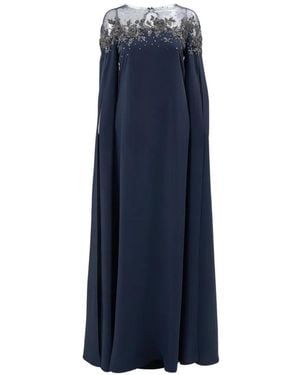 Carolina Herrera Floral-Embroidered Maxi Dress - Blue