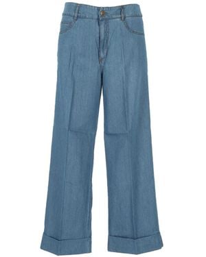 Pennyblack Pressed-Crease Turned-Up Jeans - Blue