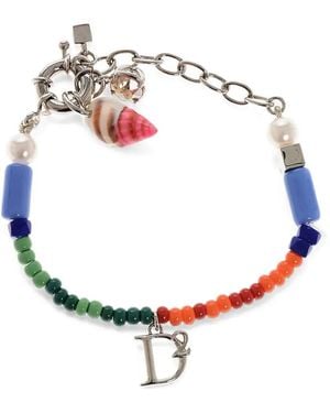 DSquared² Logo-Charm Beaded Bracelet - White