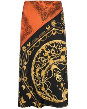 Marine Serre Black And Regenerated Jewelry Print Silk Skirt - Women's - Silk