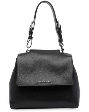 Orciani Logo-Plaque Grained Leather Tote Bag - Black