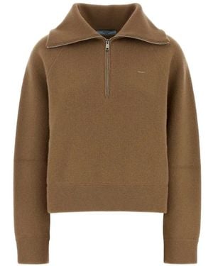 Prada Kaschmirpullover Mit Reißverschluss - Braun
