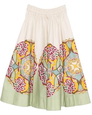 La DoubleJ Floral-Print Midi Skirt - White