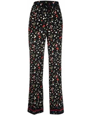 RED Valentino Floral-Print Elasticated-Waist Pants - Black
