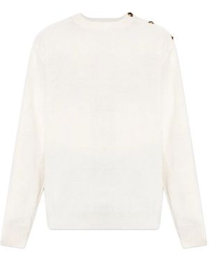 Balmain Trui Met Knoopdetail En Lange Mouwen - Wit