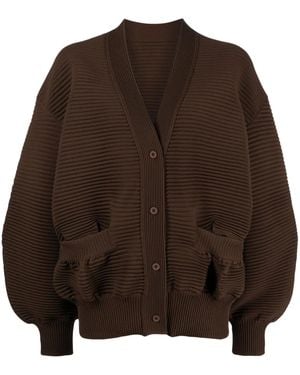 JNBY Balloon-Sleeve Ribbed Cardigan - Brown